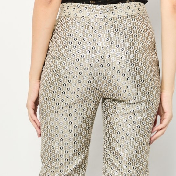 Maje Women's Floral Print Straight Jacquard Metallic Trousers Pants Size EU 34 - Picture 6 of 16